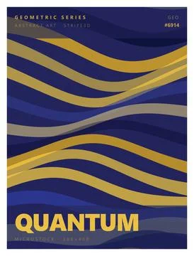 Abstract wavy stripes background with Quantum title. 스톡 일러스트
