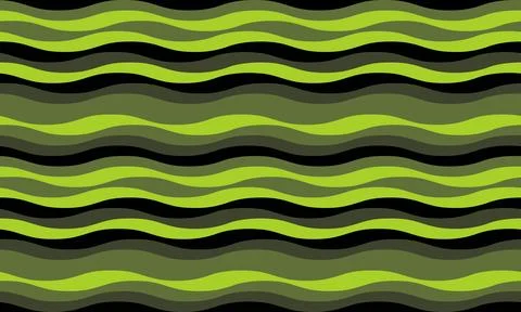 Abstract wavy stripes pattern in shades of green and black.  Perfect for back Stock Illustration