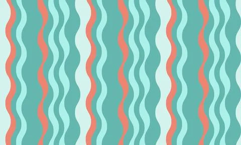 Abstract wavy stripes in teal and coral create a vibrant, retroinspired patte Illustrazione stock