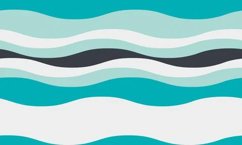 Abstract wavy stripes in teal, mint, white, and gray create a calming, seamle Illustrazione stock