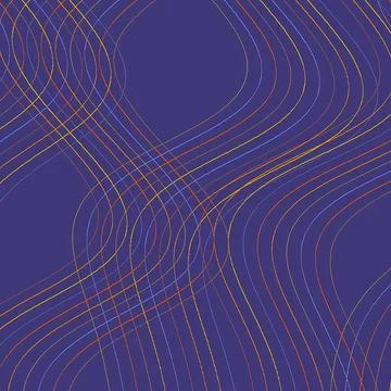Abstract Wavy Thin Lines Background on Dark Purple. Modern Minimalist Geometric Stock Illustration