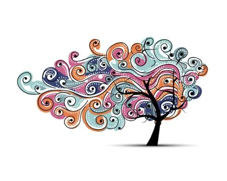 Abstract wavy tree for your design Stock Illustration