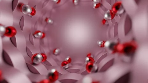 Abstract wavy tunnel and rolling small balls. Design. Tiny metal beads moving in Stock Footage 252036801