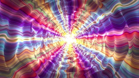 Abstract wavy tunnel with psychedelic patterns made of colorful lines Stock Footage 259044369