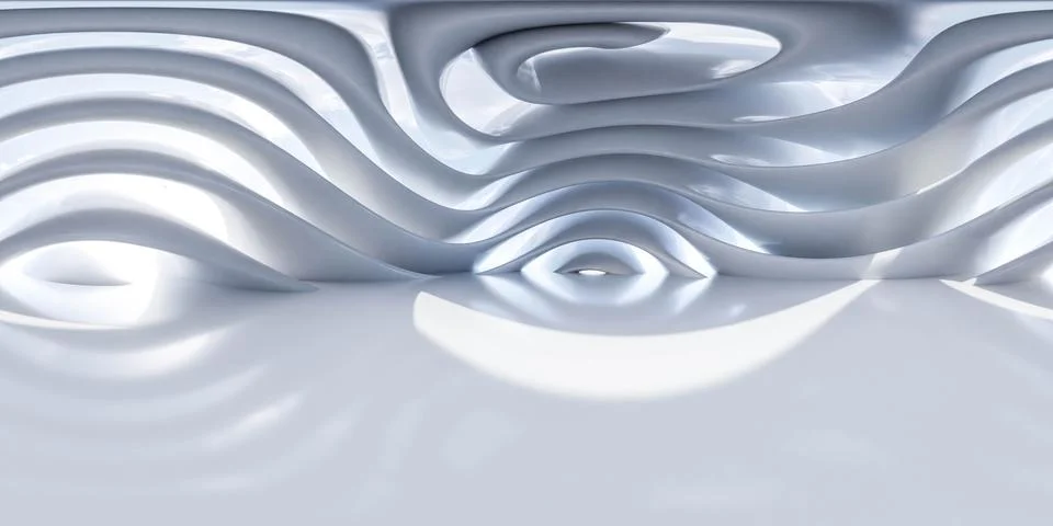 Abstract Wavy White Surface Design 360 vr panorama Stock Illustration