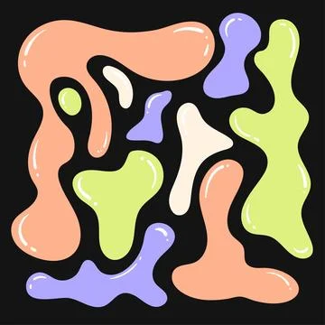 Abstract wavy y2k shape set illustration. Modern minimalist art print background Illustrazione stock