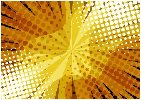 Abstract wavy yellow retro comic background Stock Illustration