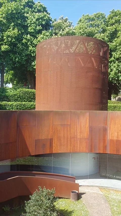 Abstract Weathered Steel Structures in Modern Urban Park Stock-Footage 334169785