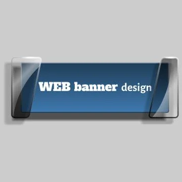 Abstract web banner in realistic style with glass elements. Stock Illustration