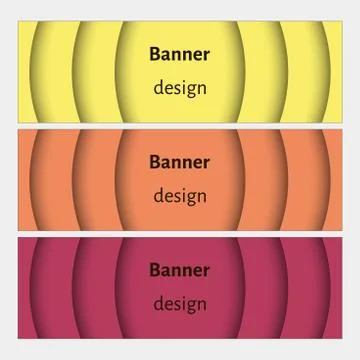 Abstract web banners set with curve elements and shadows. Stock Illustration