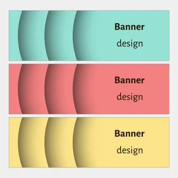 Abstract web banners set with curve elements and shadows. Stock Illustration