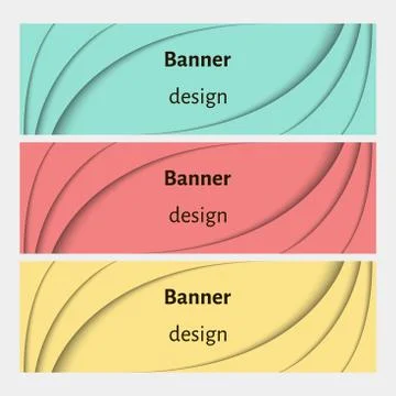 Abstract web banners set with curve elements and shadows. Stock Illustration