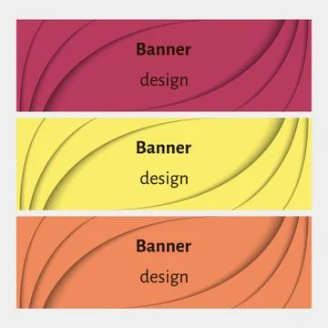 Abstract web banners set with curve elements and shadows. Stock Illustration