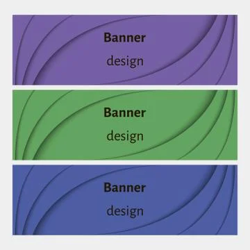 Abstract web banners set with curve elements and shadows. Stock Illustration