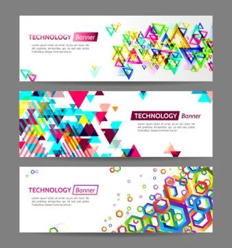 Abstract web banners with triangle background. Stock Illustration