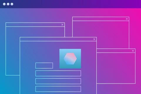 Abstract web page or desktop application windows. Web development illustration Illustrazione stock