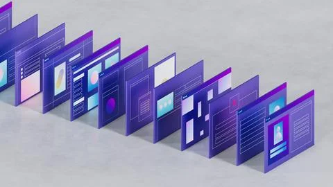 Abstract web pages and interfaces. Business and technology theme 3d illustration イラスト素材