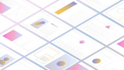 Abstract web pages and ui elements vector illustration. Design of user interface Stock Illustration