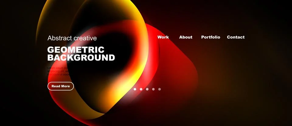 Abstract website design features flowing shapes, vibrant colors, text element Illustrazione stock