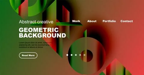 Abstract website design features geometric shapes, vibrant colors, text elements 스톡 일러스트