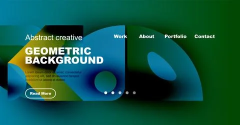 Abstract website design features geometric shapes, vibrant colors, text elements Illustrazione stock