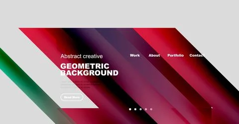 Abstract website design features geometric shapes, vibrant colors, navigation イラスト素材