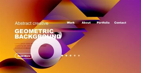 Abstract website design features geometric shapes, vibrant colors, text elements 스톡 일러스트
