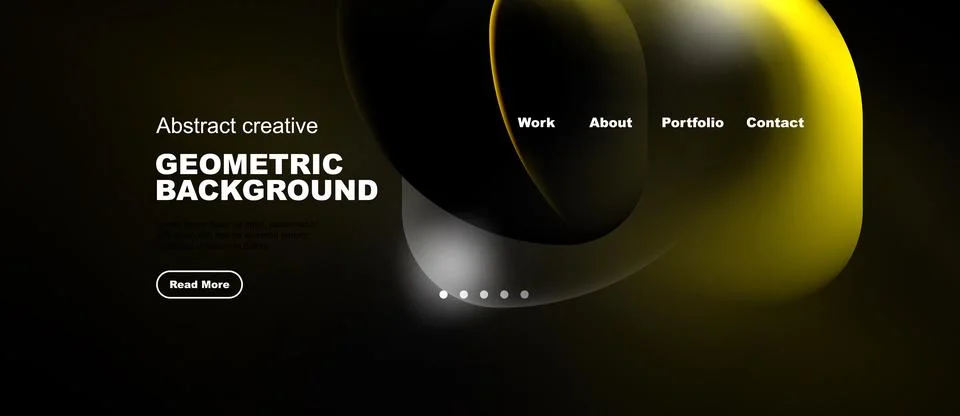 Abstract website design features golden curves, dark background. Navigation Illustrazione stock