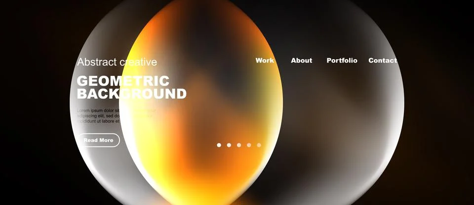 Abstract website design features overlapping circles. Warm colors blend into 库存插图