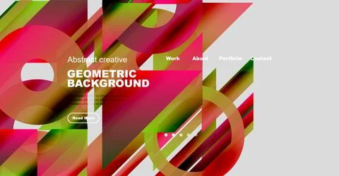 Abstract website design features vibrant geometric shapes, bold typography, Illustrazione stock