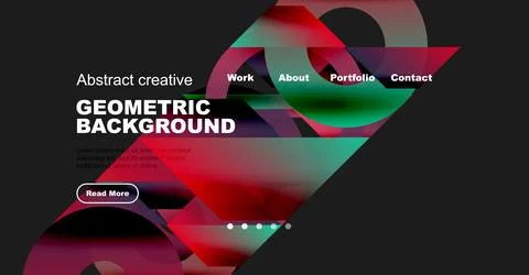 Abstract website design features vibrant geometric shapes, text elements, 스톡 일러스트