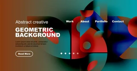 Abstract website design features vibrant geometric shapes, text overlay, 스톡 일러스트