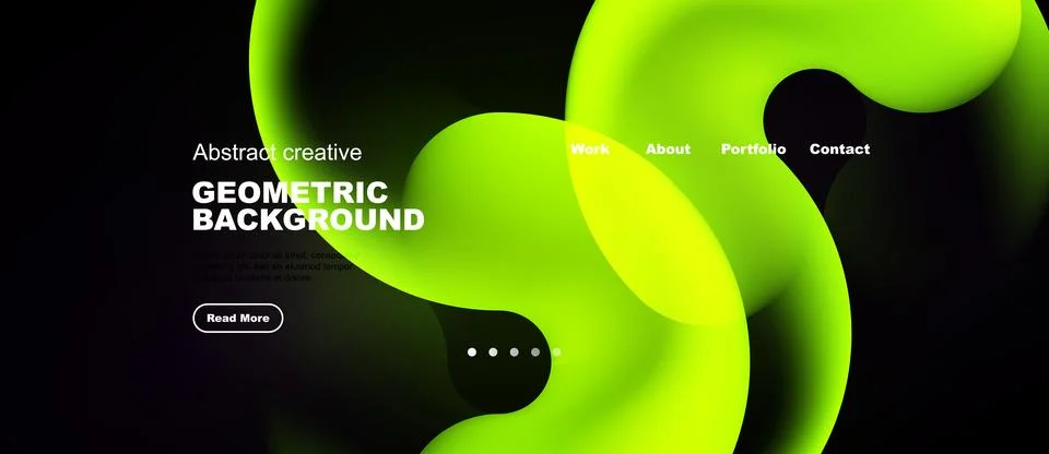 Abstract website design features vibrant fluid shapes, text elements, navig.. Stock Illustration