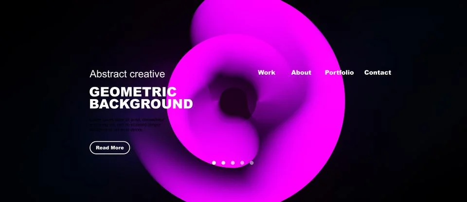 Abstract website design features vibrant pink geometric shapes. Dark backgrou 스톡 일러스트