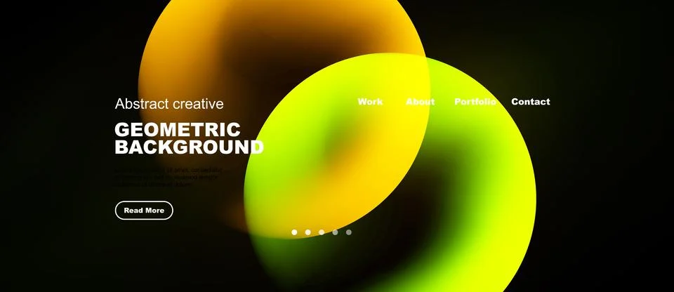 Abstract website design features vibrant overlapping circles. Minimalist text イラスト素材