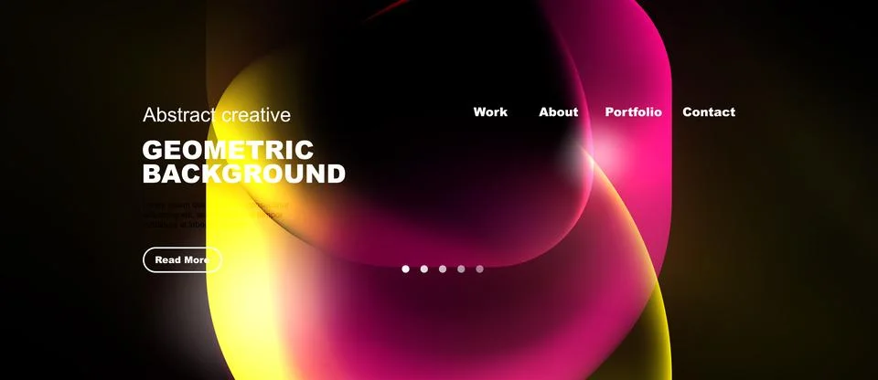Abstract website design features vibrant color gradients. Navigation includes イラスト素材