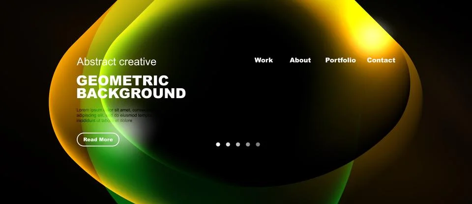 Abstract website design features vibrant gradients, geometric shapes, navig.. イラスト素材