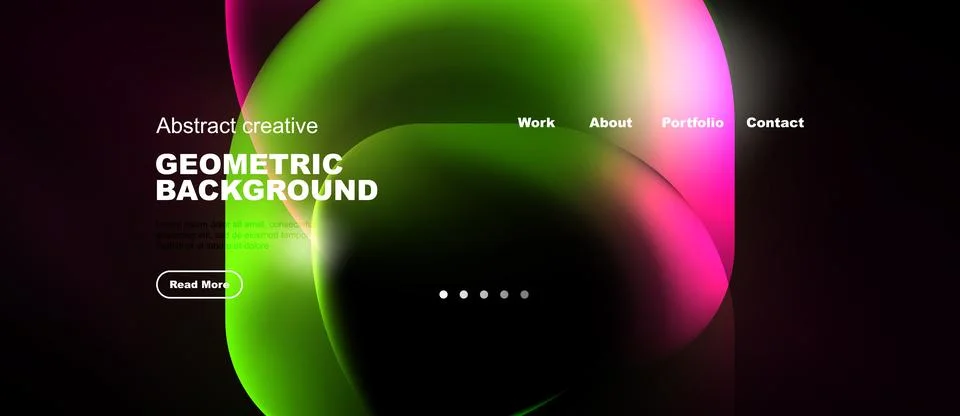 Abstract website design features vibrant fluid shapes, text elements, navig.. Stock Illustration