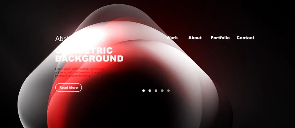 Abstract website design features vibrant red, white shapes. Minimalist layout Illustration