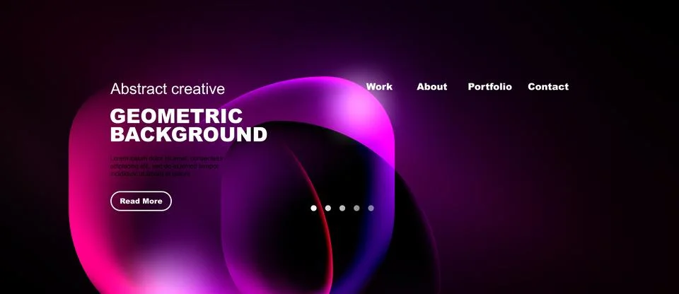 Abstract website design features vibrant purple, pink gradients. Geometric 스톡 일러스트