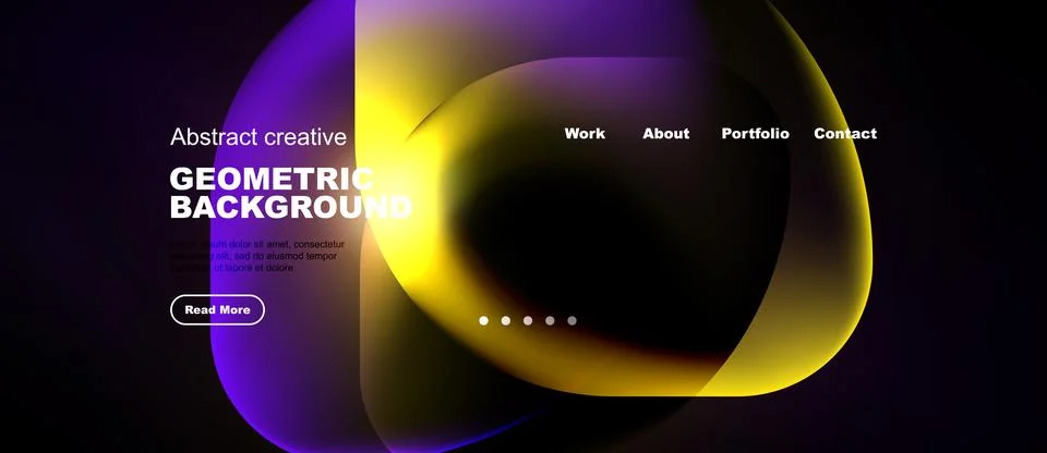 Abstract website design features vibrant geometric shapes, gradients, text 스톡 일러스트