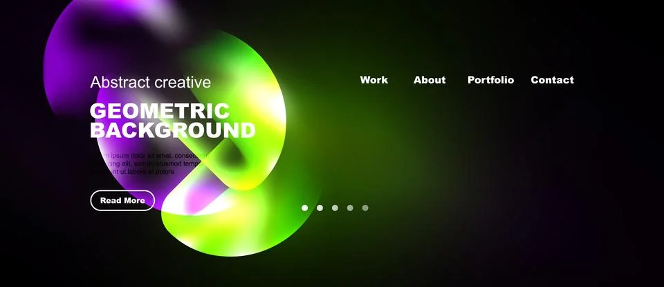 Abstract website design features vibrant geometric shapes, gradients, navig.. Stock Illustration
