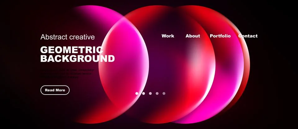 Abstract website design features vibrant overlapping circles. Text elements Stock Illustration