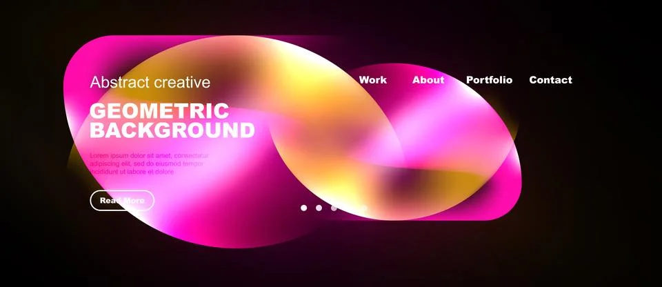 Abstract website design features vibrant pink, orange gradients. Geometric Stock Illustration