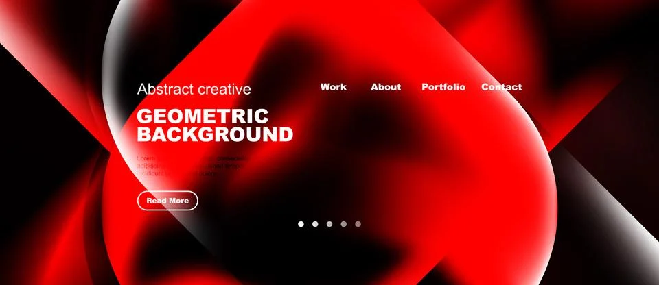 Abstract website design features vibrant red geometric shapes. Navigation Stock Illustration
