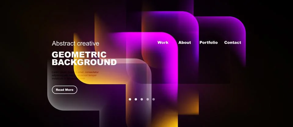 Abstract website design features vibrant geometric shapes, gradients. Modern Stock Illustration