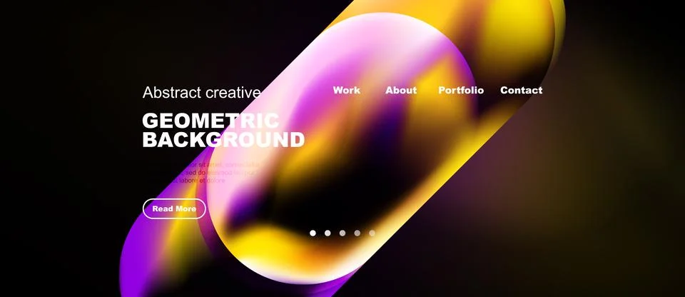 Abstract website design features vibrant fluid shapes, text elements, navig.. Stock Illustration