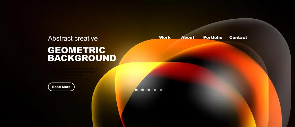 Abstract website header design. Colorful fluid shapes, dark background, Stock Illustration