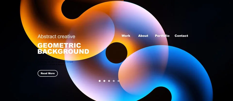 Abstract website header design. Fluid shapes, vibrant colors, navigation menu Stock Illustration
