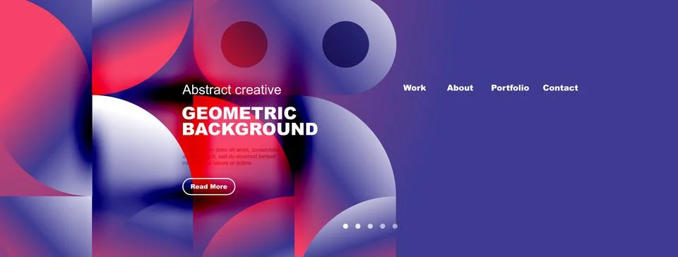 Abstract website header design. Fluid shapes, vibrant colors, text overlay, イラスト素材